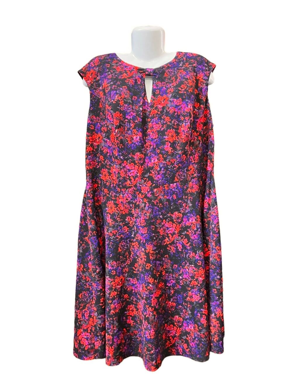 Dia & Co Sabrina Collective Women's Black Floral Knit Fit & Flare Dress Size 20W